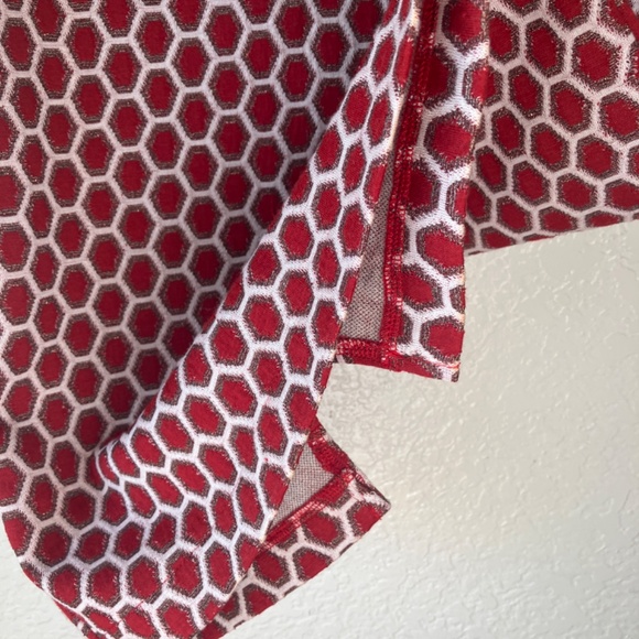 GP&J BAKER X H&M Red White Black Metallic Honeycomb Pattern Mini Skirt women's S - Picture 10 of 16